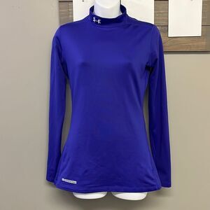Under Armour Women’s Purple Fitted ColdGear Mock Neck Fit and Flare Pullover-Med